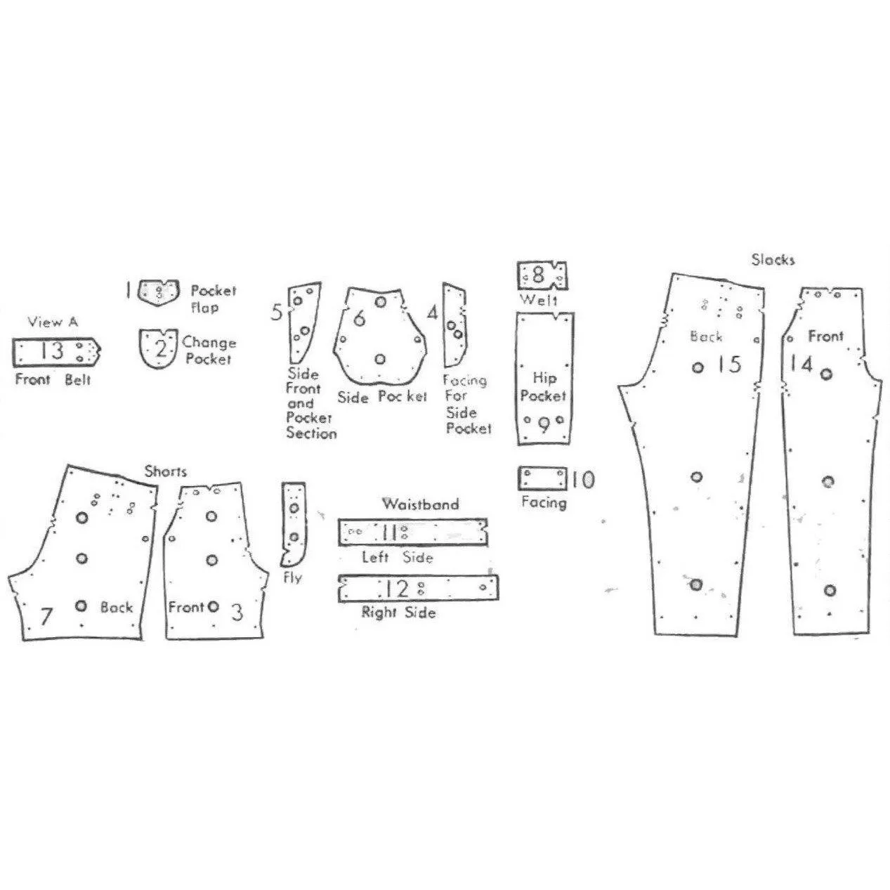 1940s Pattern, Men's Slacks Pants Trousers Shorts - Waist 36" (91.4cm)