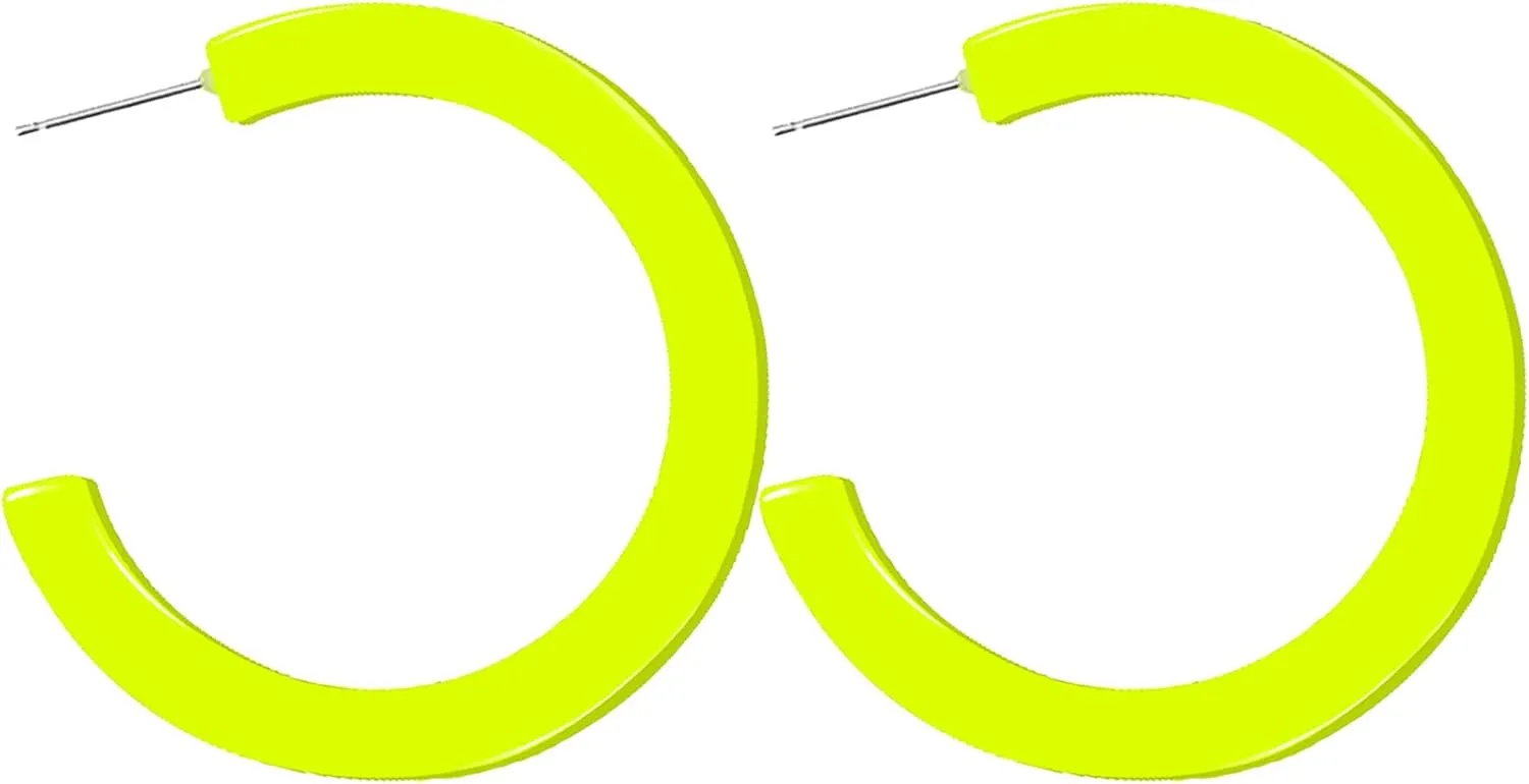 80s 90s Neon Earrings for Women Retro Cassette Tape Hoop Earring Candy Color Lightweight Acrylic Stud Dangle Earrings for 80S Costume Outfits Dancing Glow Party Accessories