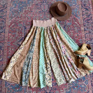 Aurora Flowy Patchwork Wide Leg Palazzo Pants - Sand