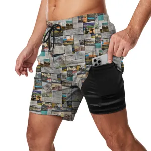 Australian Newspaper Colour Mens Double Layer Shorts with 4 Pockets up to 3 XL (FWS)