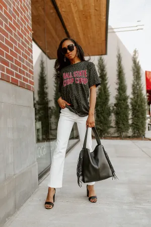 BALL STATE CARDINALS "FAN FAVORITE" LEOPARD STANDARD FIT CREW NECK TEE