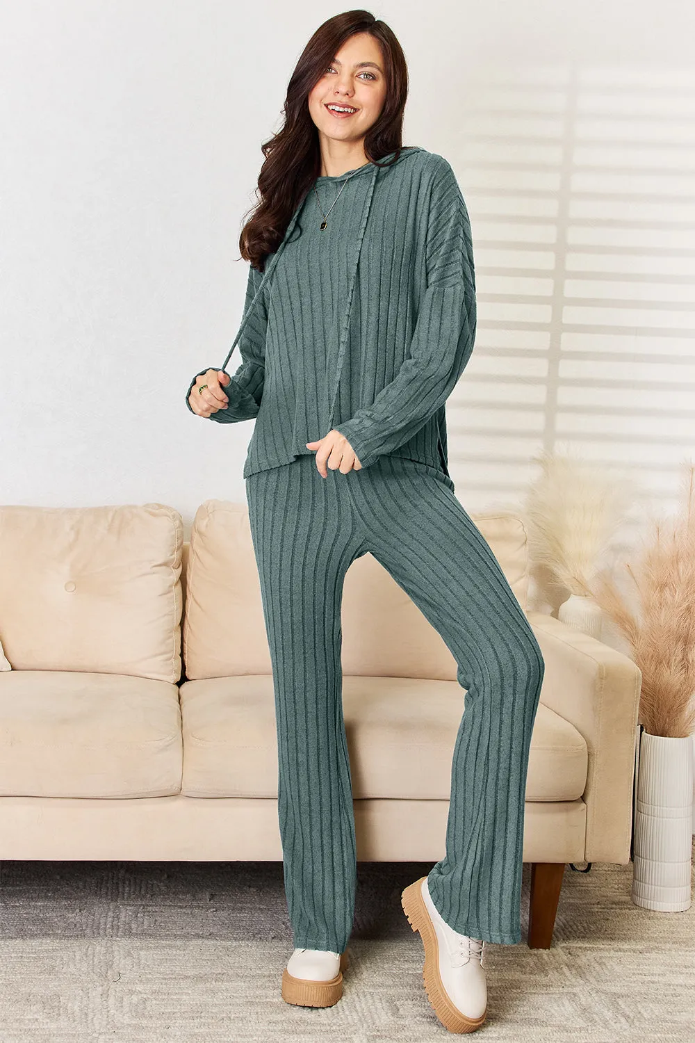 Basic Bae Ribbed Drawstring Pants Set
