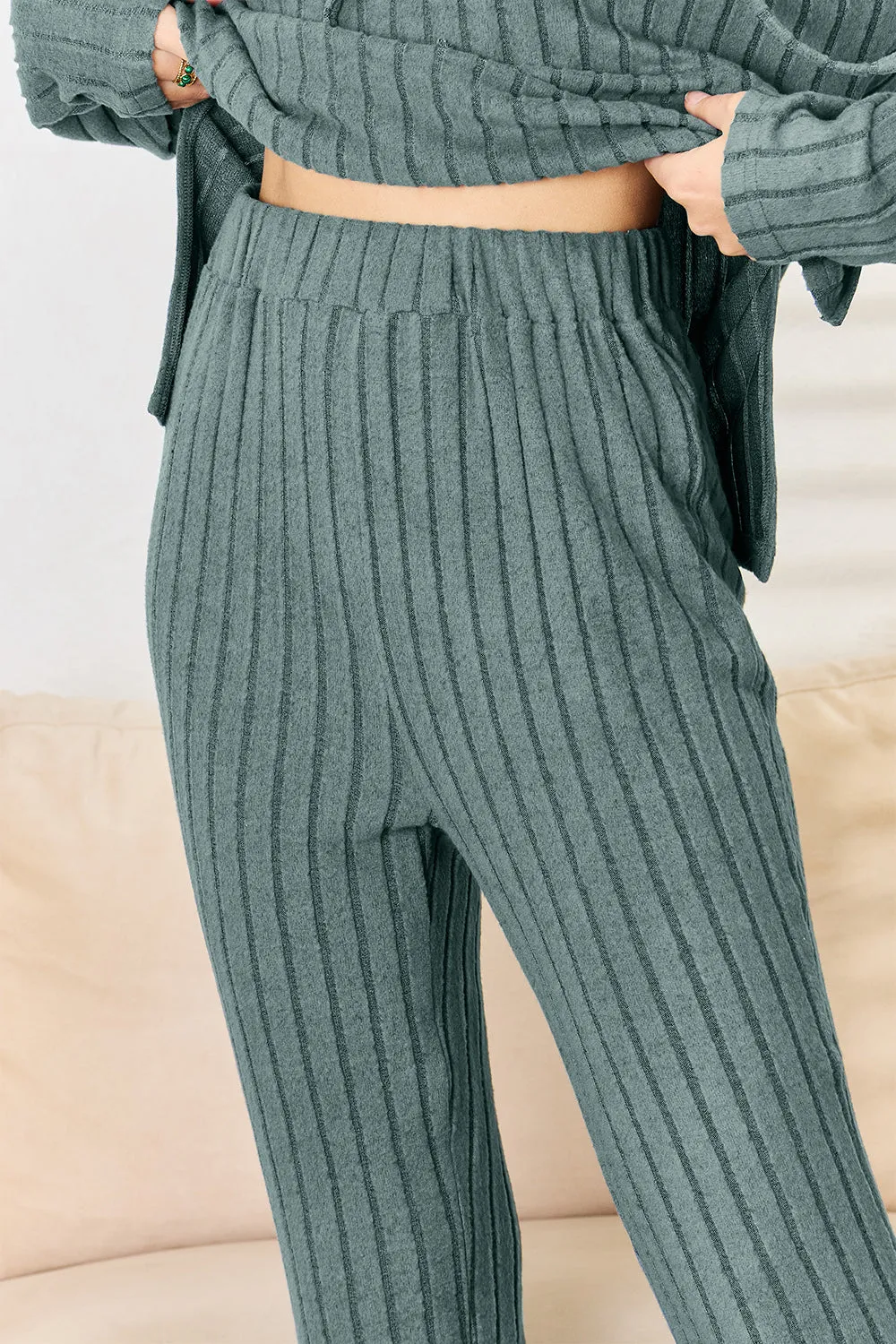 Basic Bae Ribbed Drawstring Pants Set