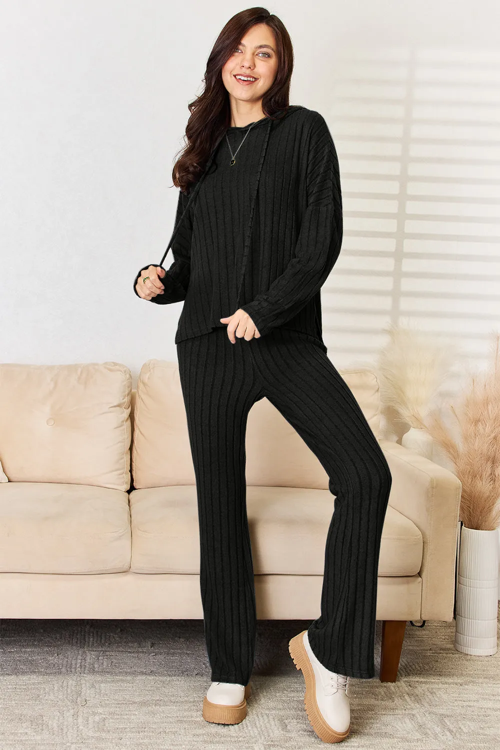 Basic Bae Ribbed Drawstring Pants Set