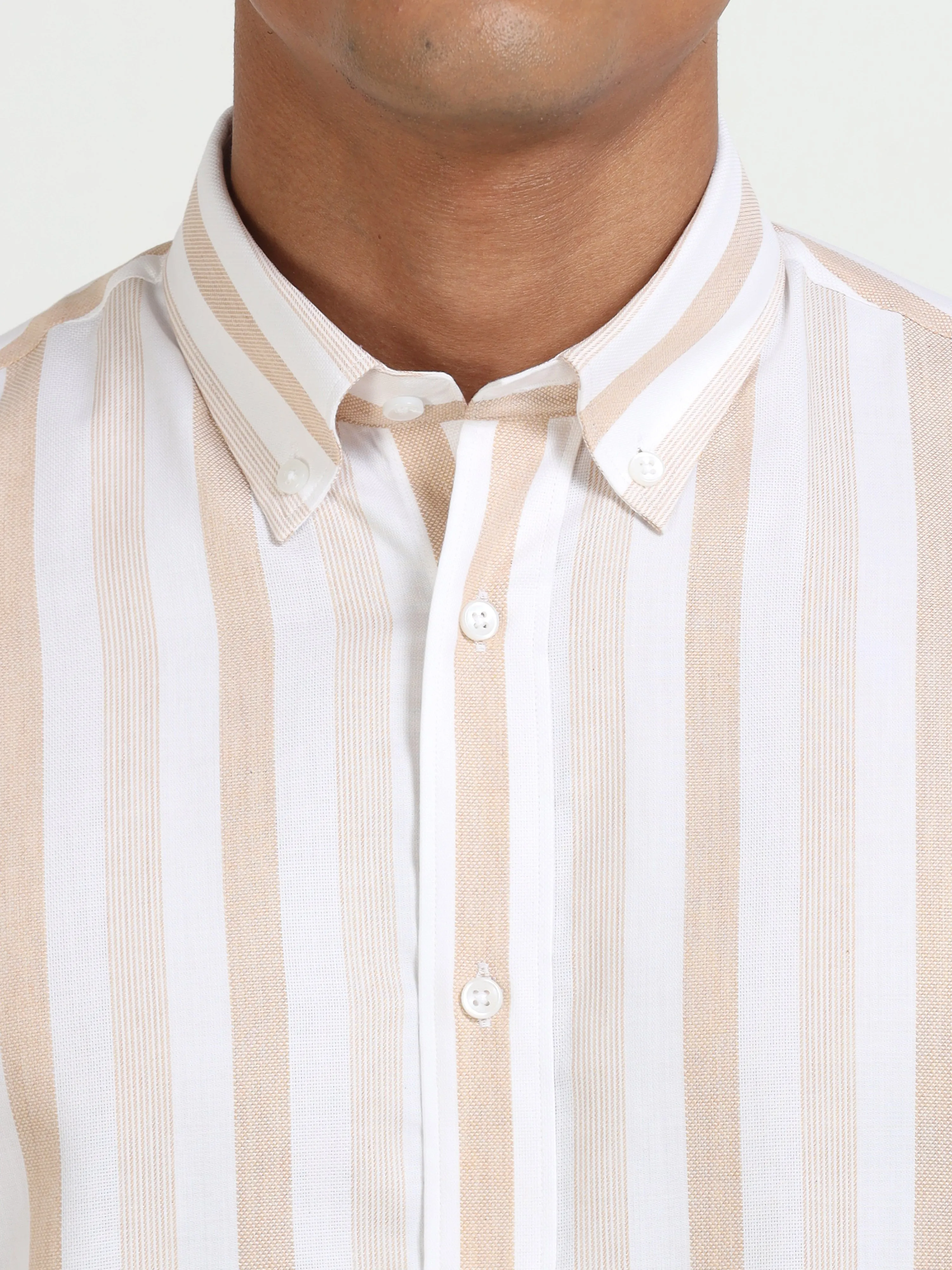 Beige and White Striped Elegance Shirt