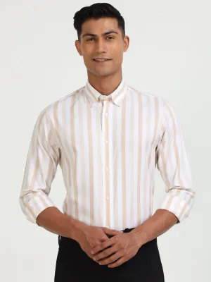 Beige and White Striped Elegance Shirt