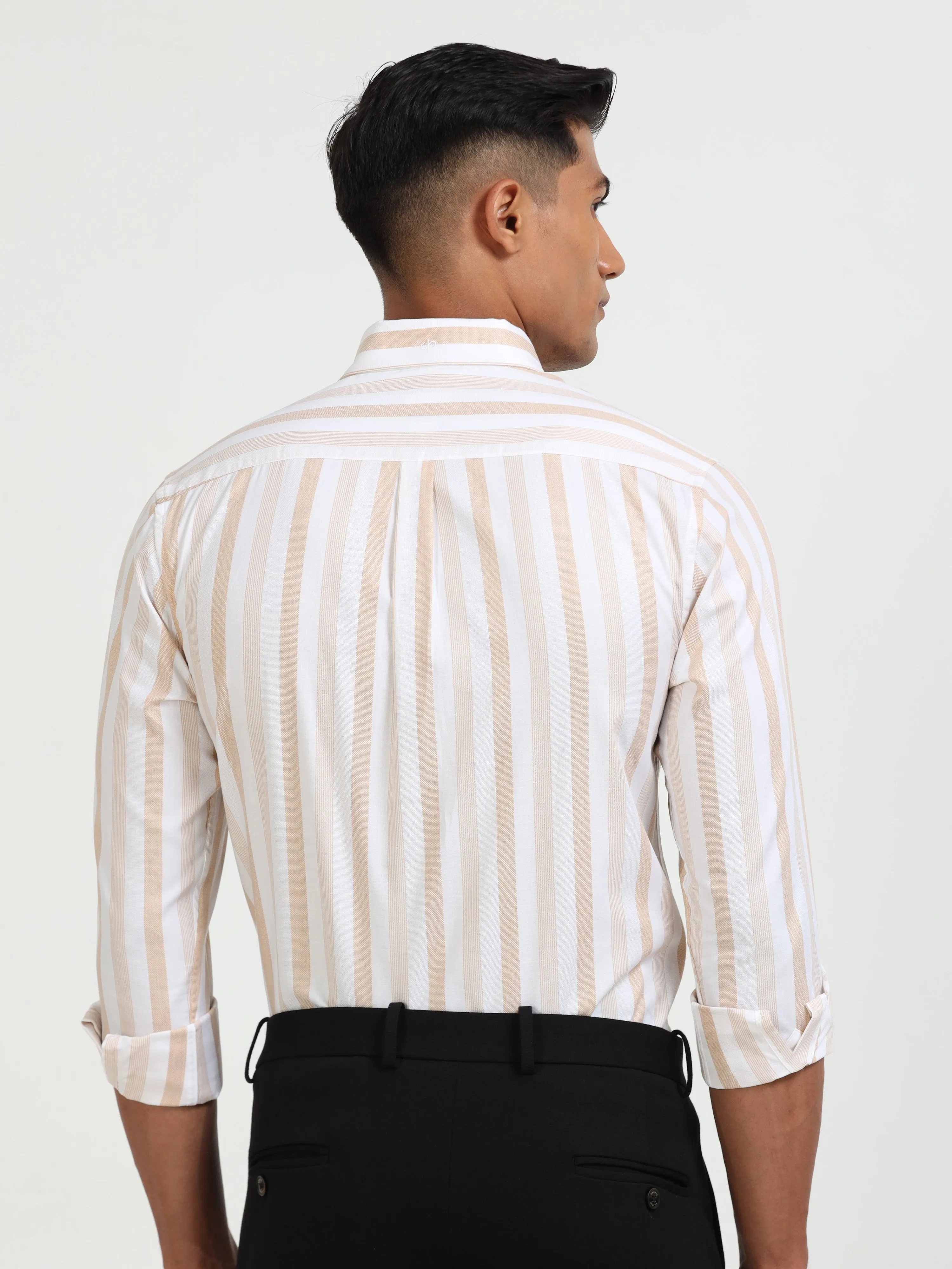 Beige and White Striped Elegance Shirt