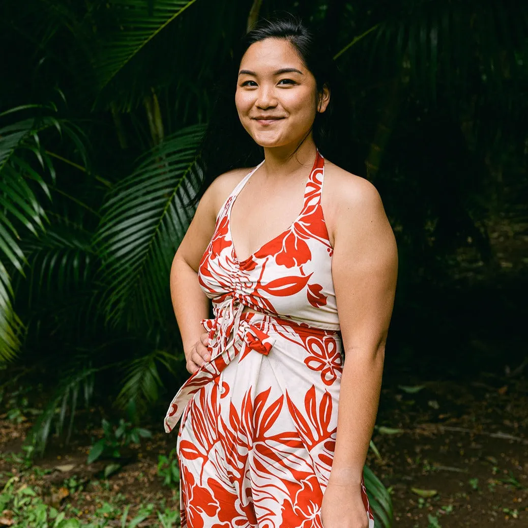 Big Hibiscus Wrap Pants and Top Set, Made in Hawaii