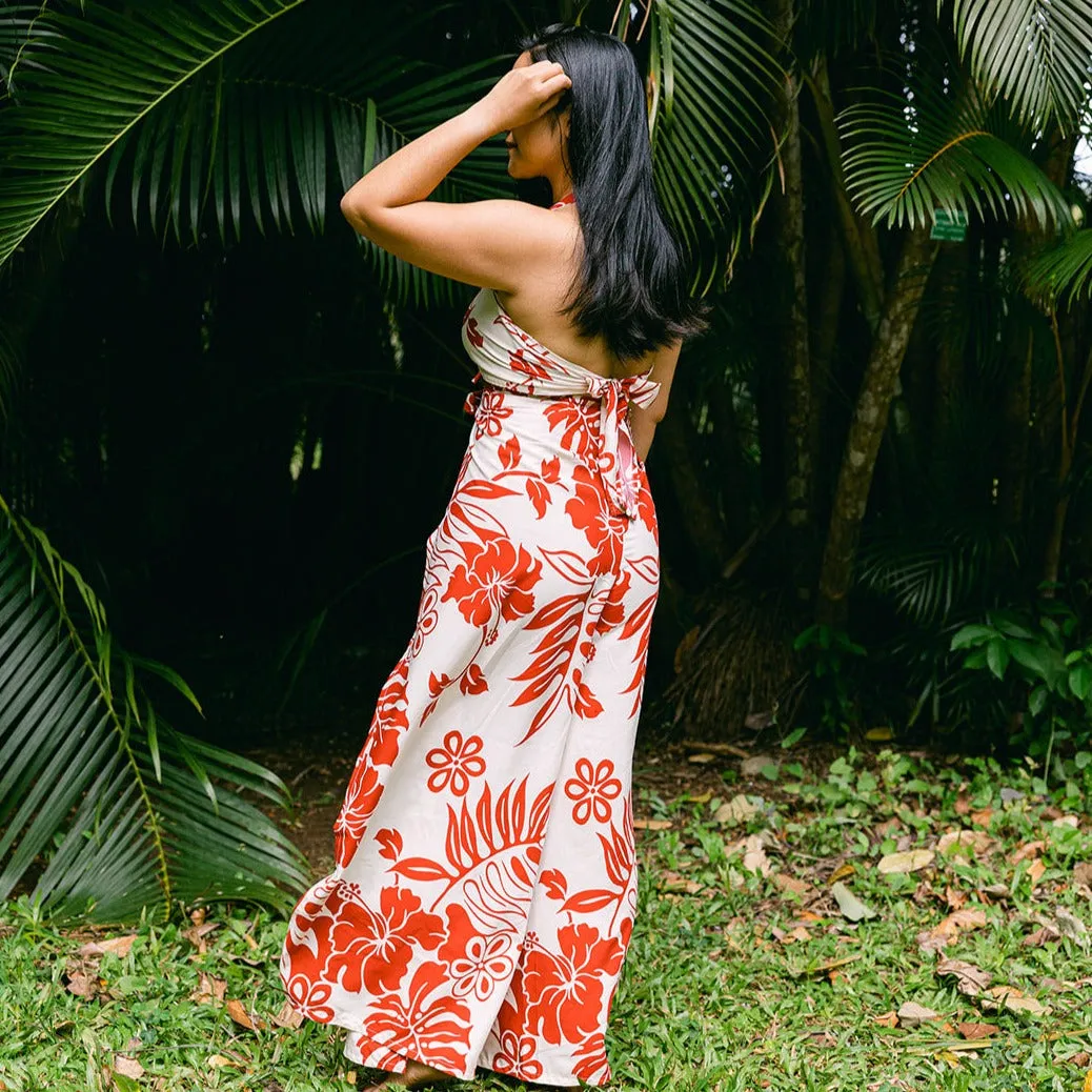 Big Hibiscus Wrap Pants and Top Set, Made in Hawaii