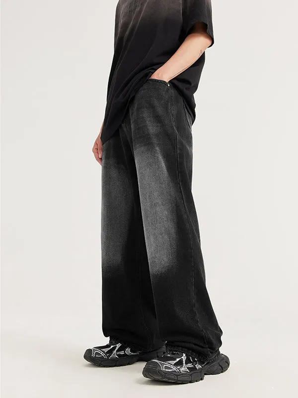 Black Grey Wide Leg Jeans