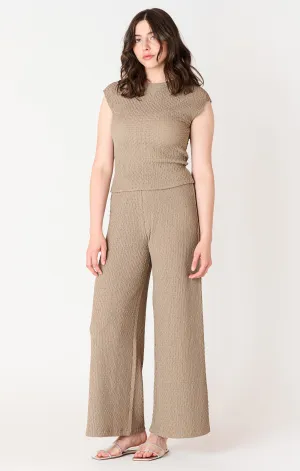 Black Tape Taupe Textured Flowy Pull On Wide Leg Pants