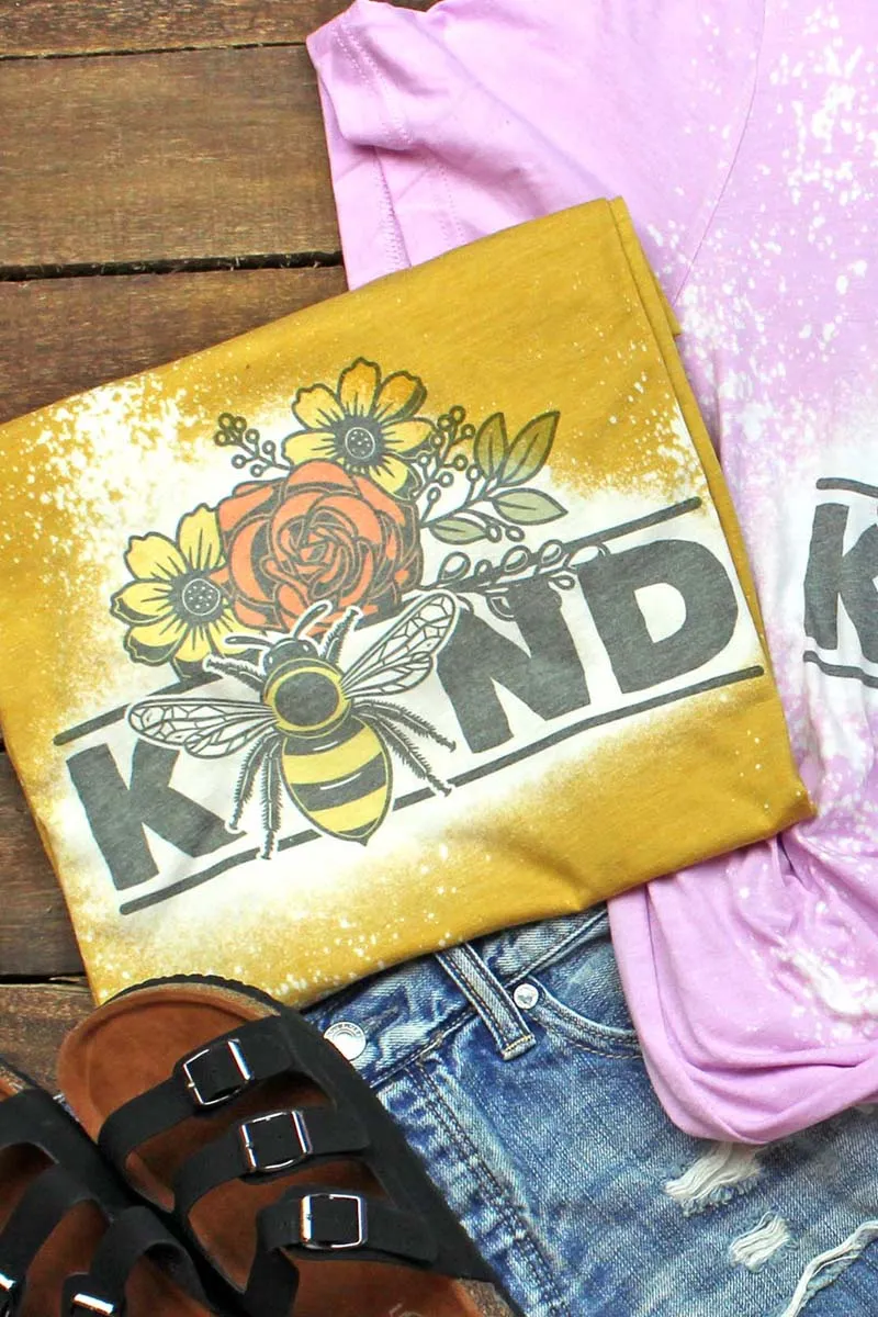 Bleached Floral Be Kind Tri-Blend Short Sleeve Tee