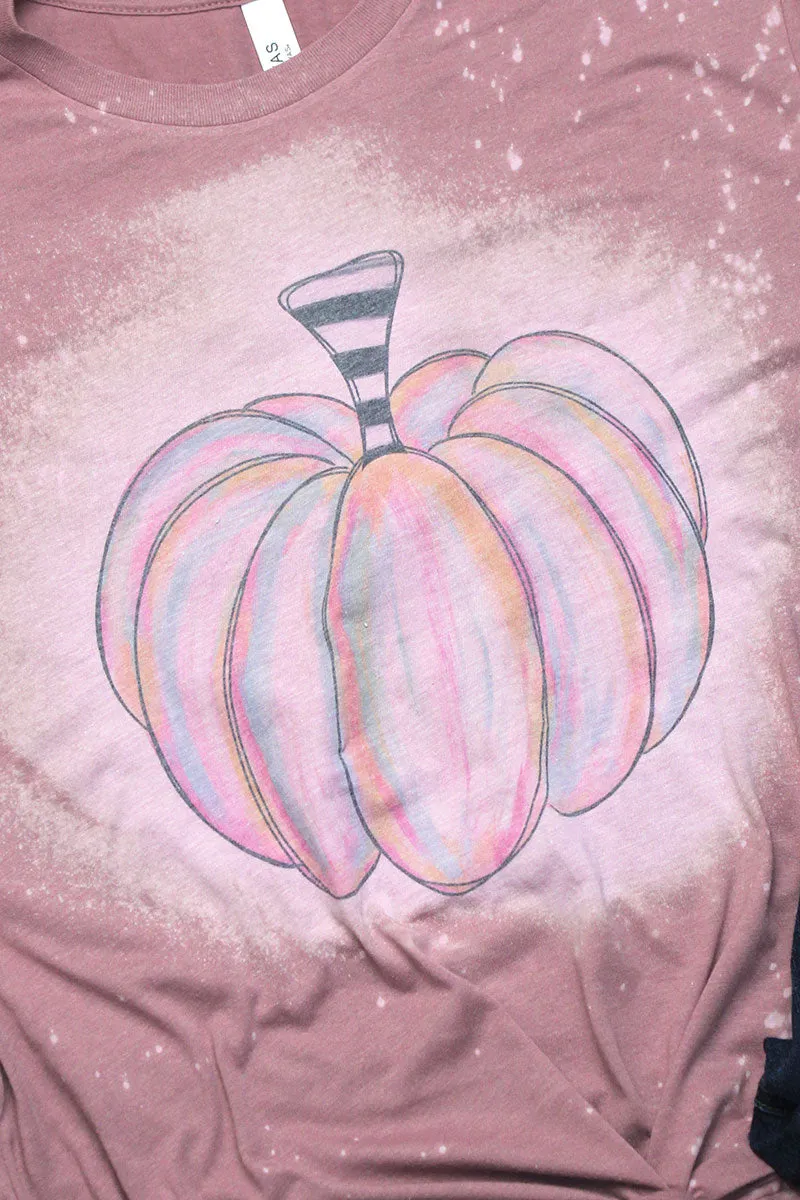 Bleached Watercolor Pumpkin Tri-Blend Short Sleeve Tee