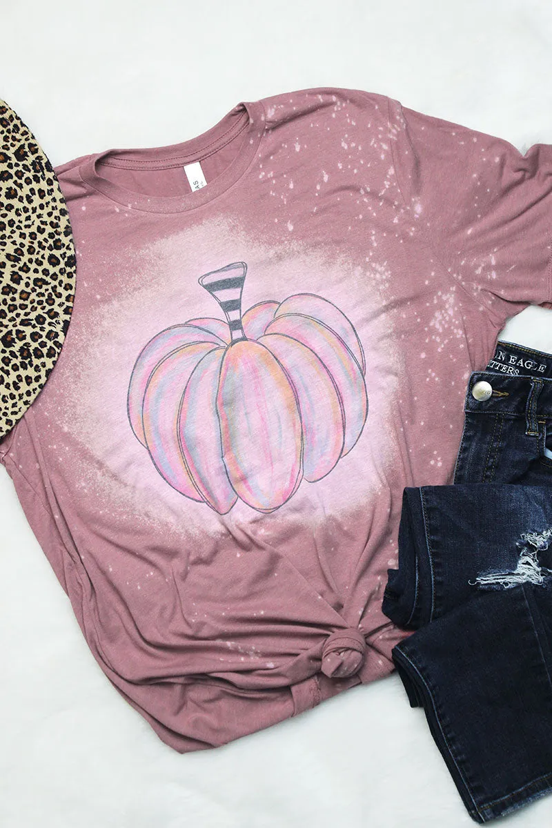 Bleached Watercolor Pumpkin Tri-Blend Short Sleeve Tee