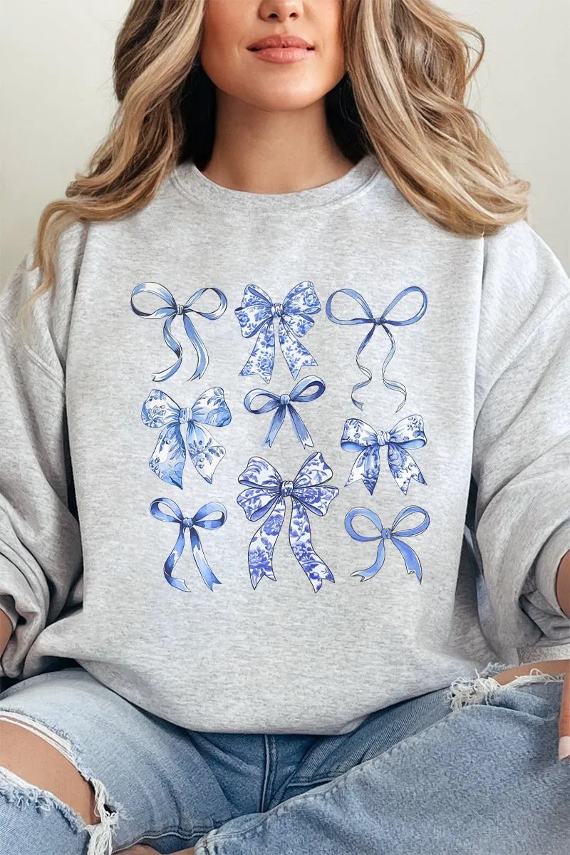 Blue Chinoiserie Bows Unisex NuBlend Crew Sweatshirt