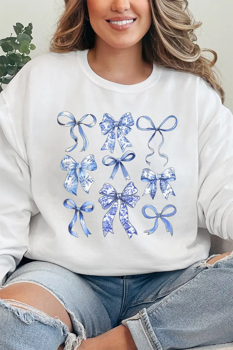 Blue Chinoiserie Bows Unisex NuBlend Crew Sweatshirt