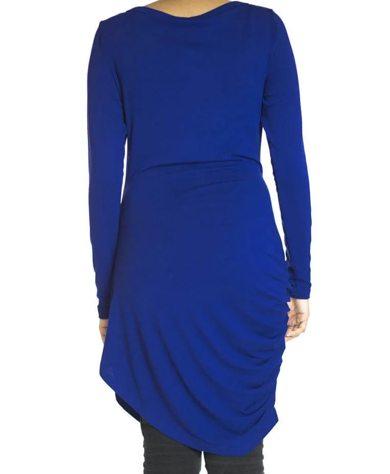 Blue TWIST DRAPE TOP
