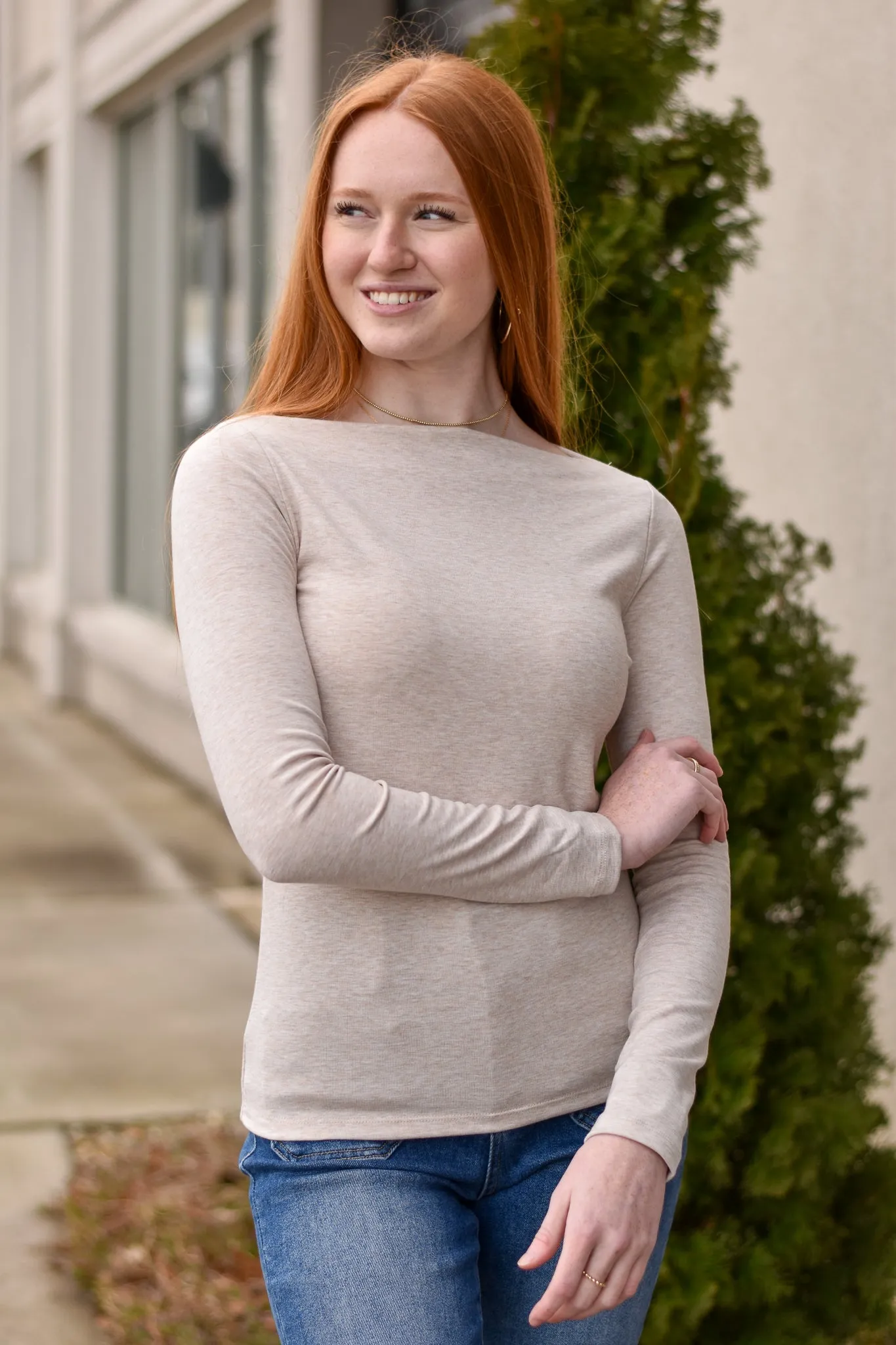 Boatneck Heathered Top