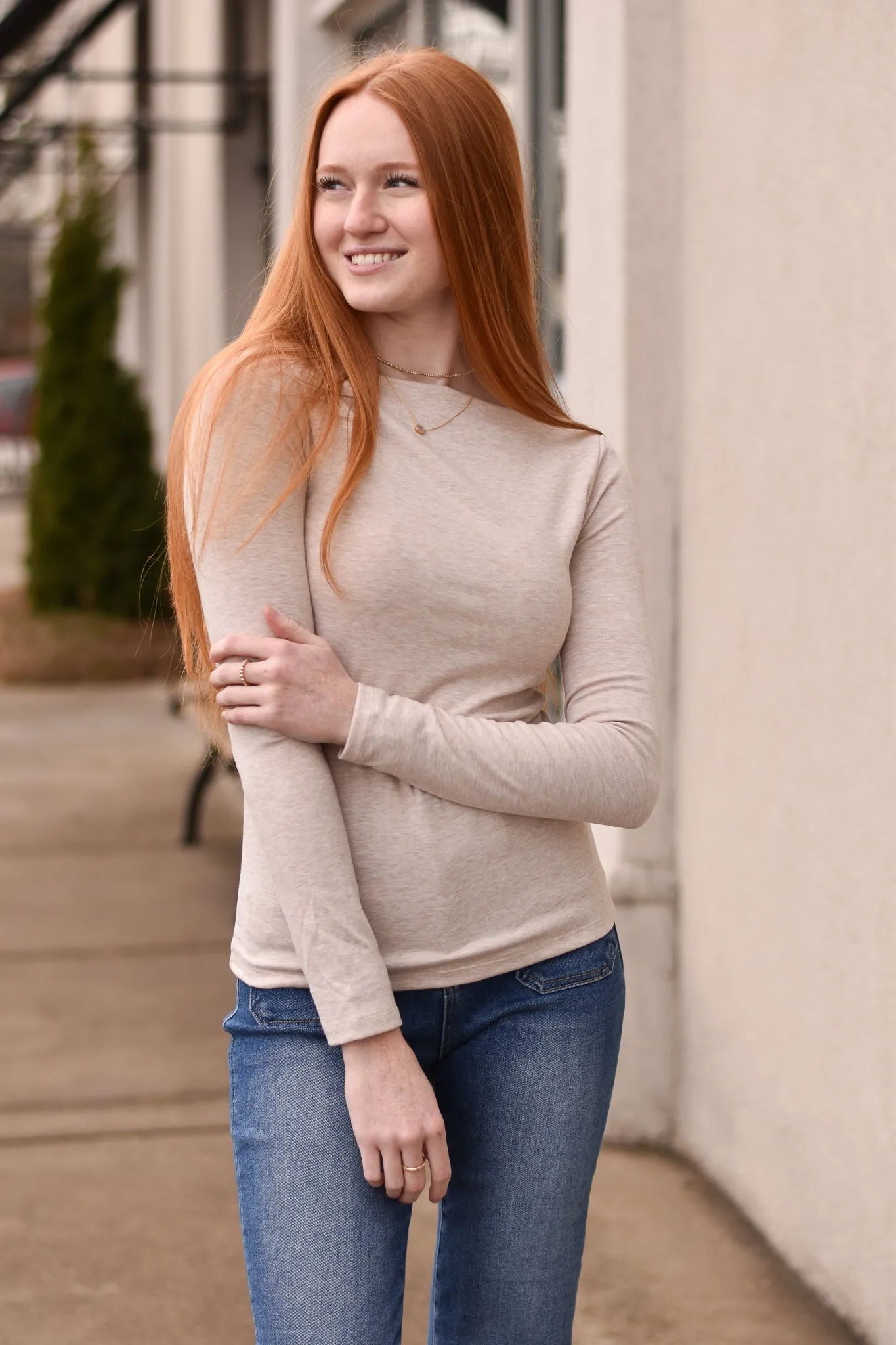 Boatneck Heathered Top