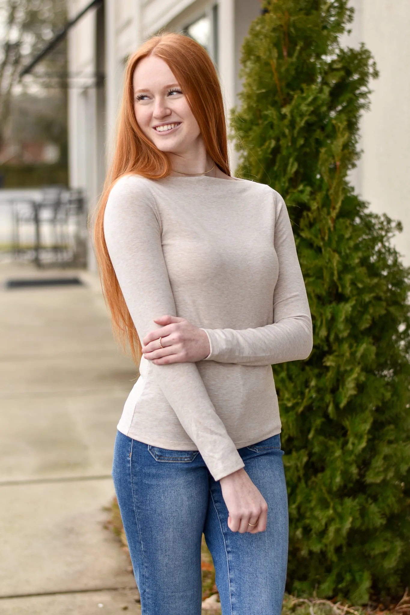 Boatneck Heathered Top