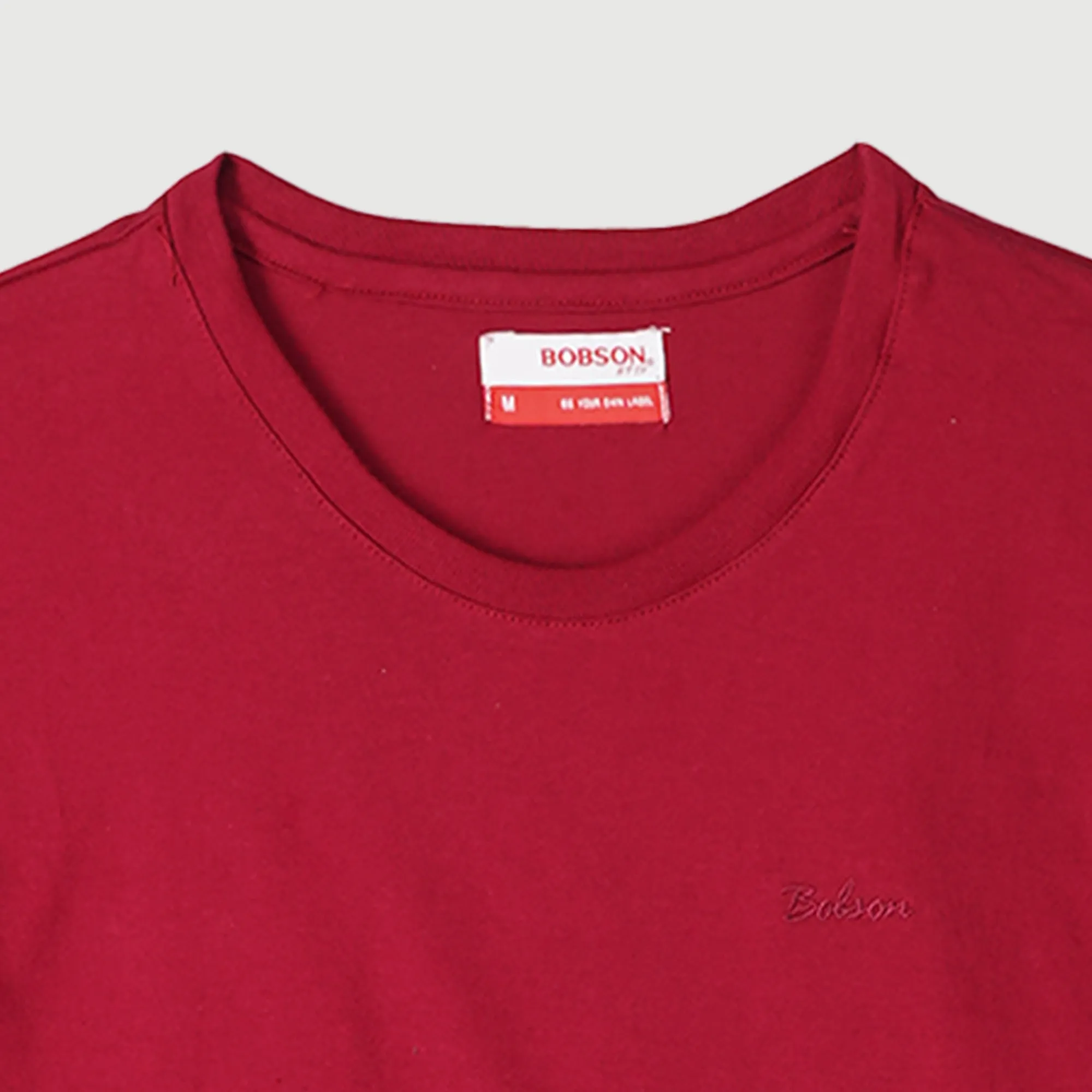 Bobson Japanese Ladies Basic Round Neck T shirt For Women Trendy Fashion High Quality Apparel Comfortable Casual  Tees Relaxed Fit 142177 (Rumba Red)