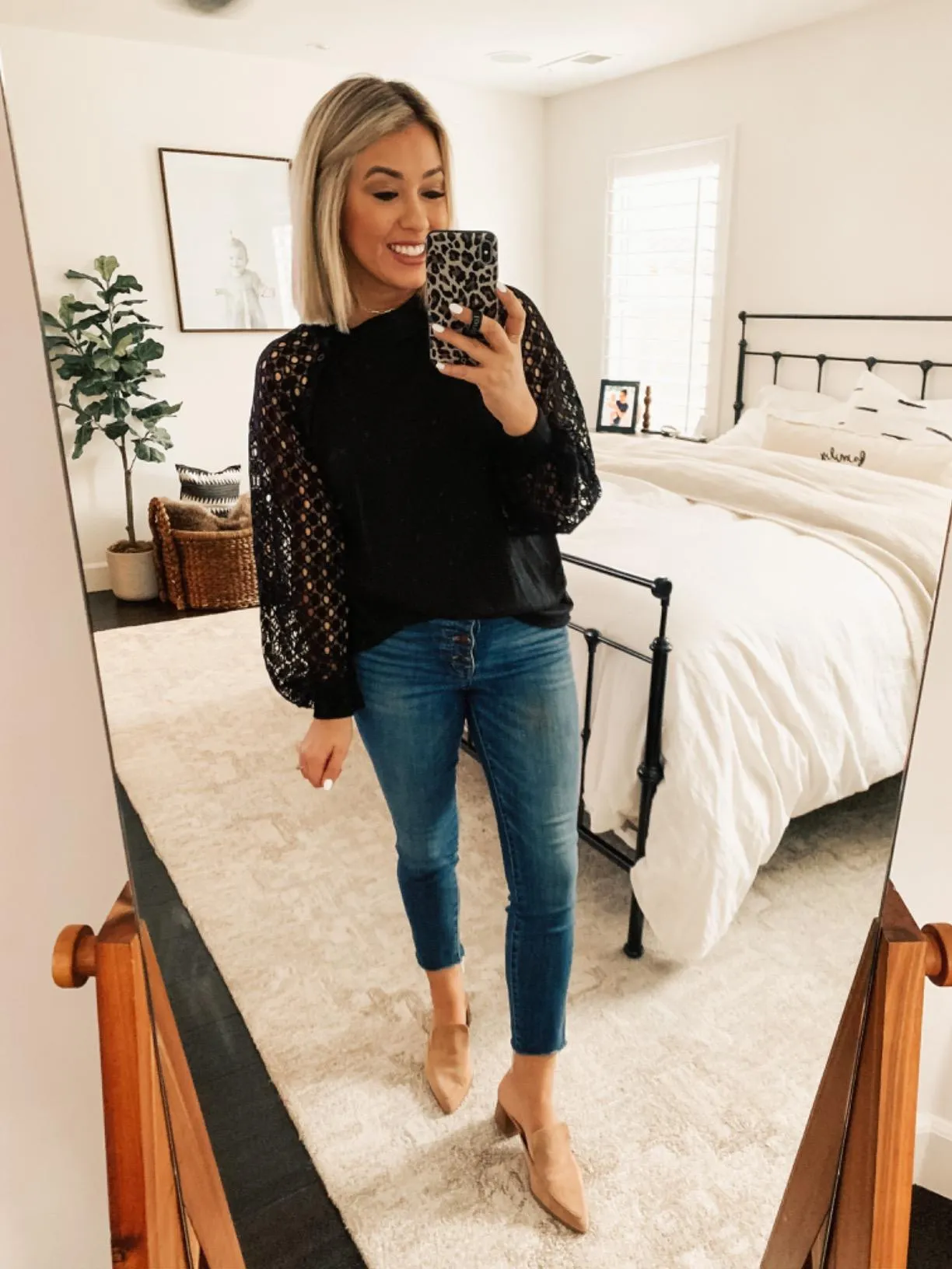 Brown Women’s Long Sleeve Tops Lace Casual Loose Blouses T Shirts - MIHOLL