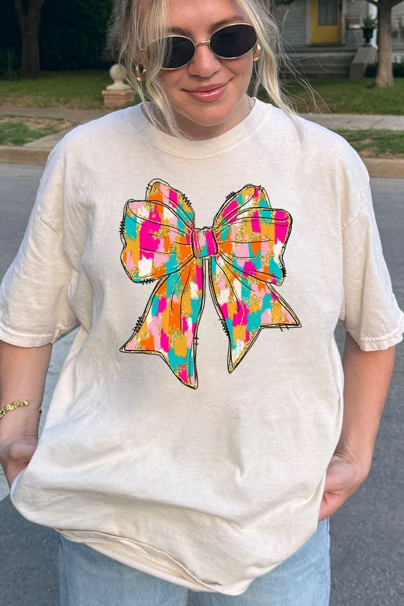 Brushed Colorful Coquette Bow Comfort Colors Adult Ring-Spun Cotton Tee