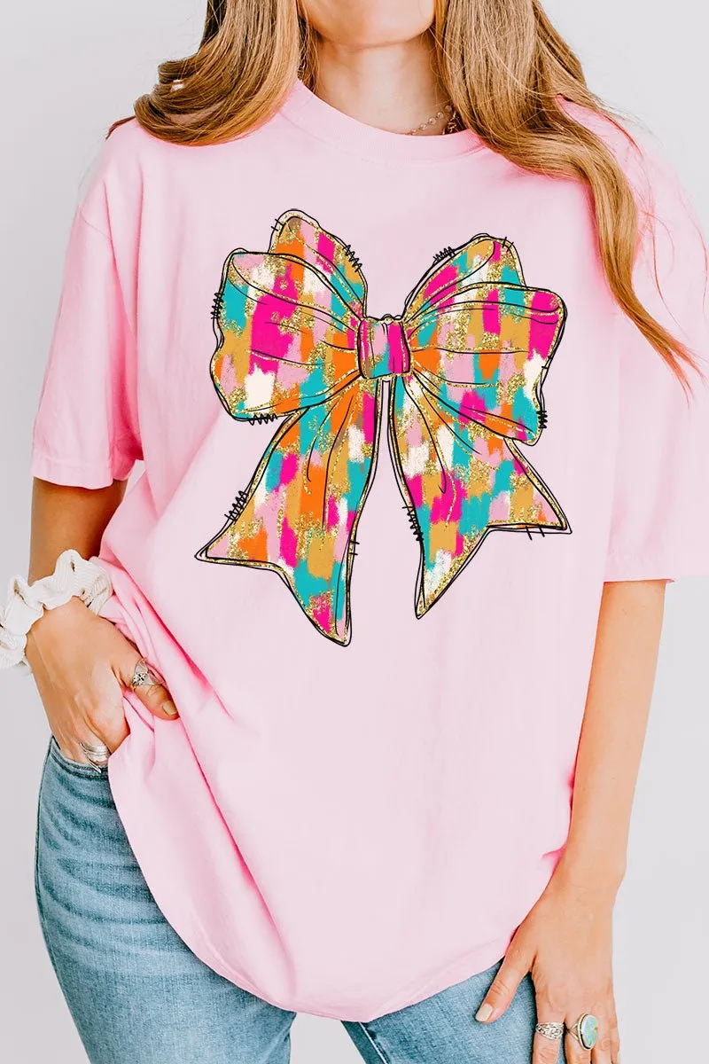 Brushed Colorful Coquette Bow Comfort Colors Adult Ring-Spun Cotton Tee