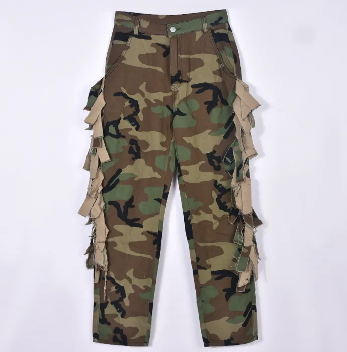 Camouflage Tassel Fringe  Pants