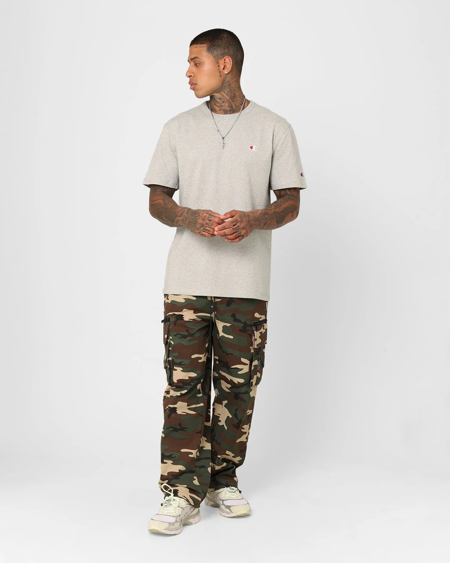 Champion Heritage Small C T-Shirt Oxford Heather