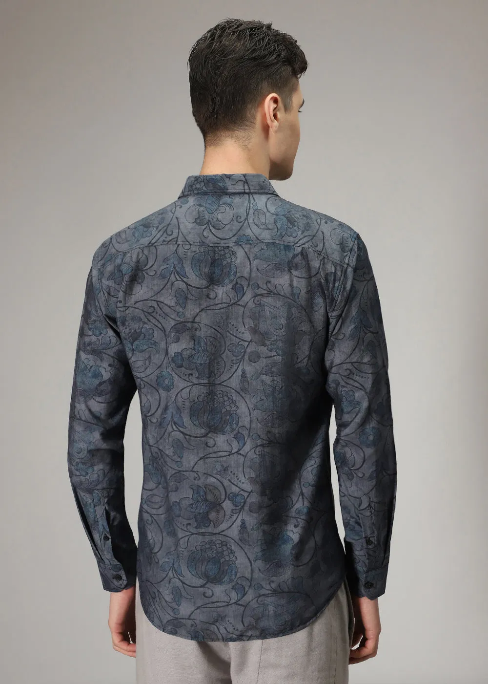 Charcoal Floral Print Shirt