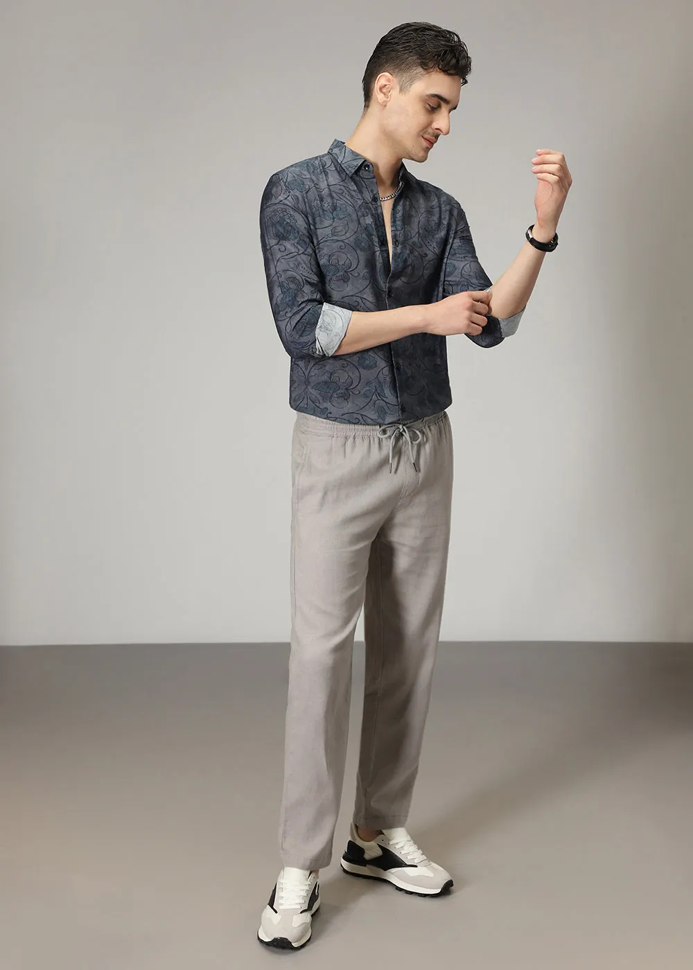 Charcoal Floral Print Shirt