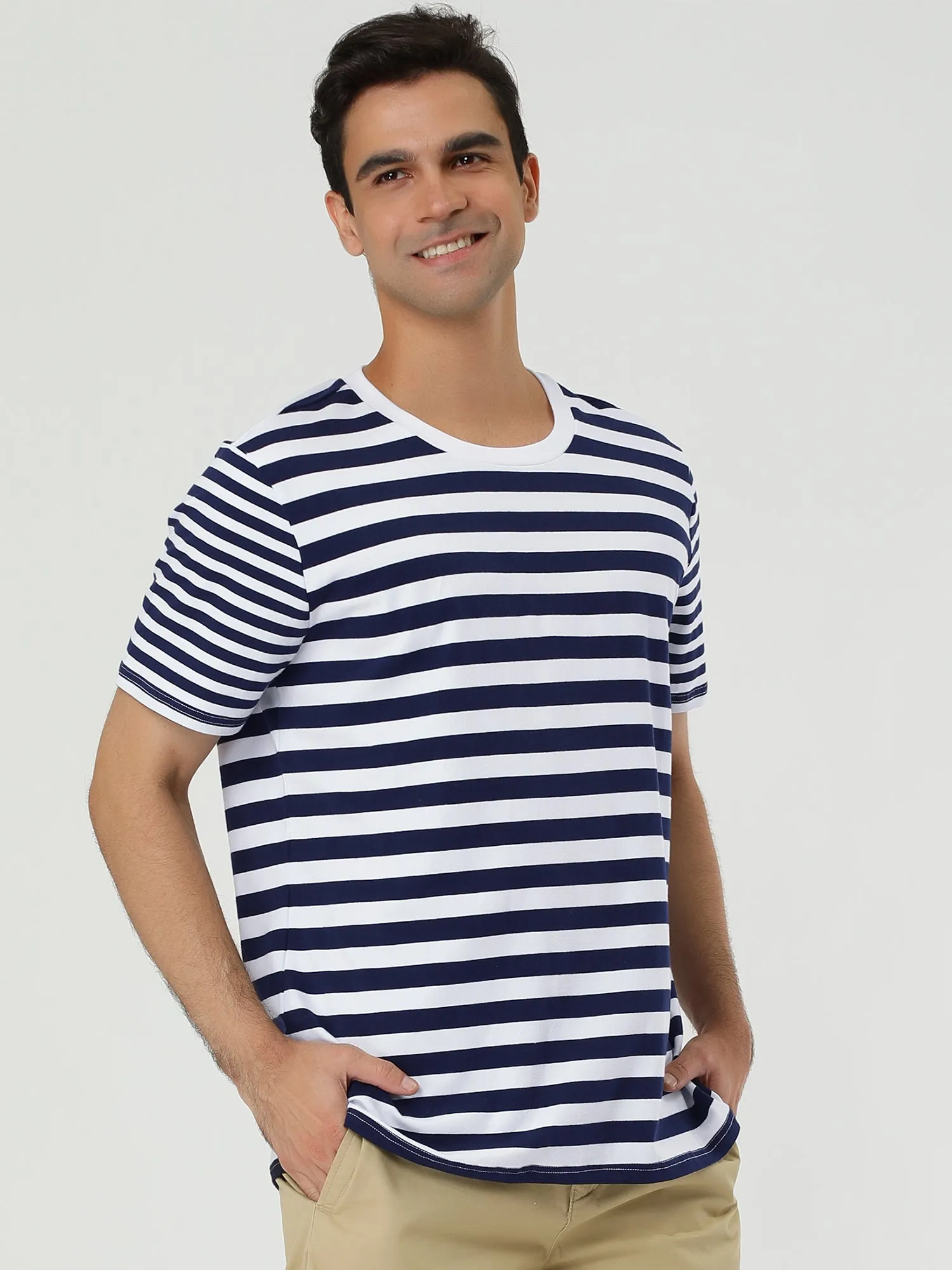 Chic Striped Crewneck Short Sleeve Summer T-Shirts