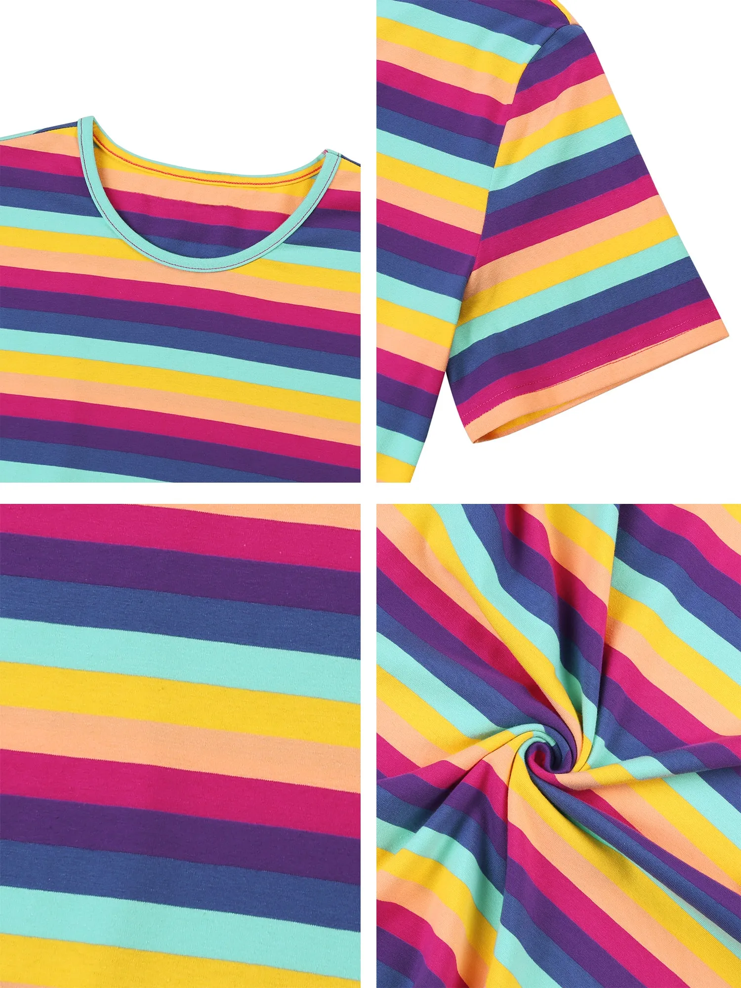 Chic Striped Crewneck Short Sleeve Summer T-Shirts