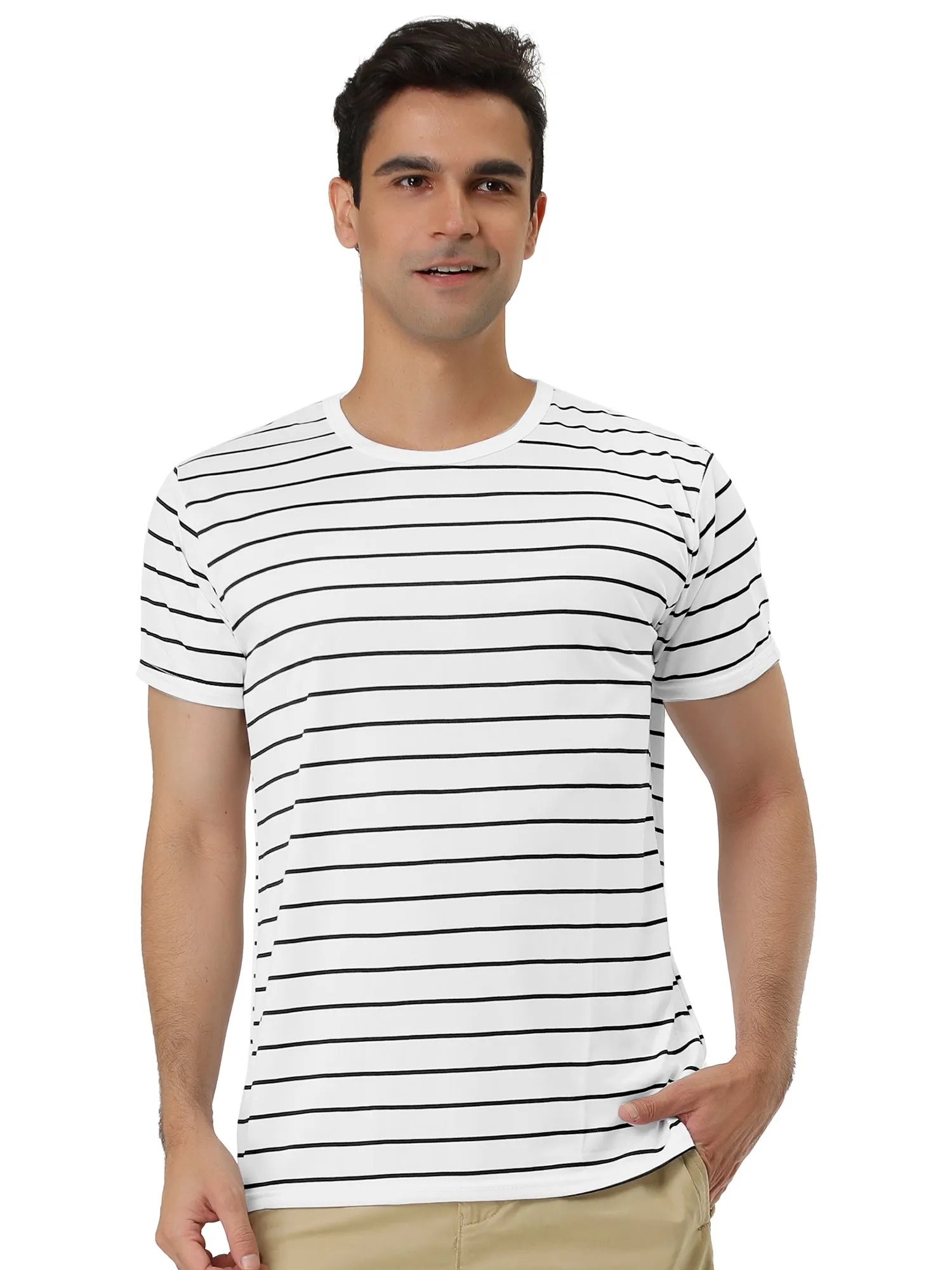 Chic Striped Crewneck Short Sleeve Summer T-Shirts