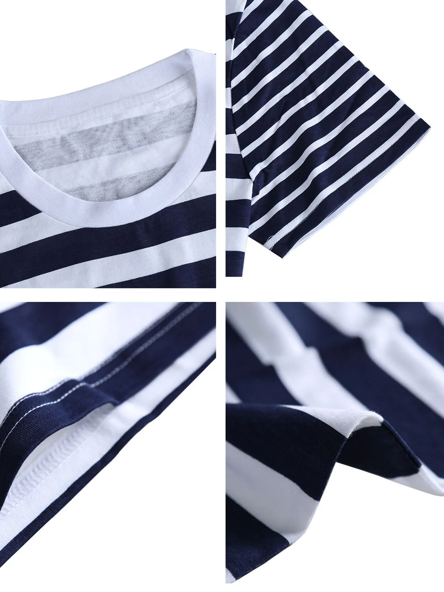 Chic Striped Crewneck Short Sleeve Summer T-Shirts