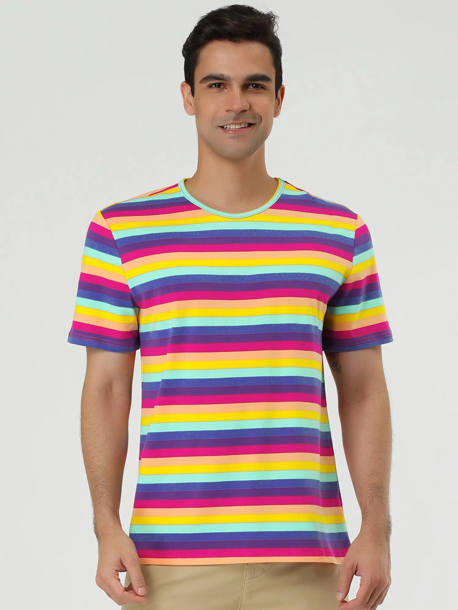 Chic Striped Crewneck Short Sleeve Summer T-Shirts