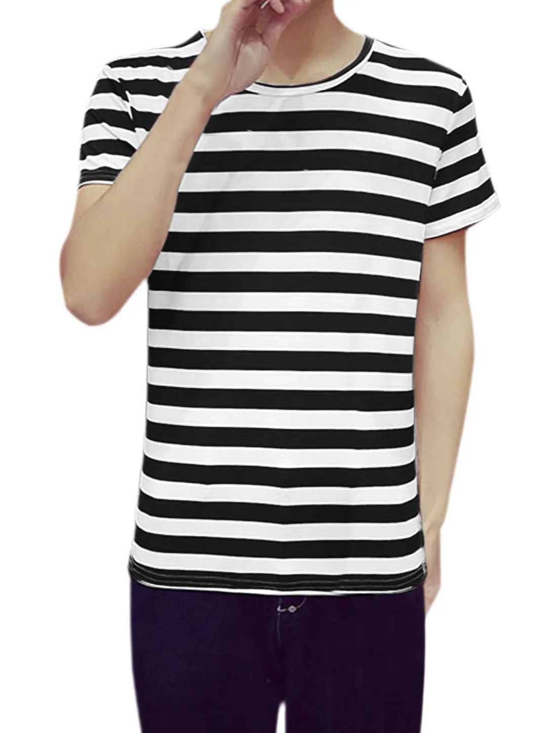 Chic Striped Crewneck Short Sleeve Summer T-Shirts