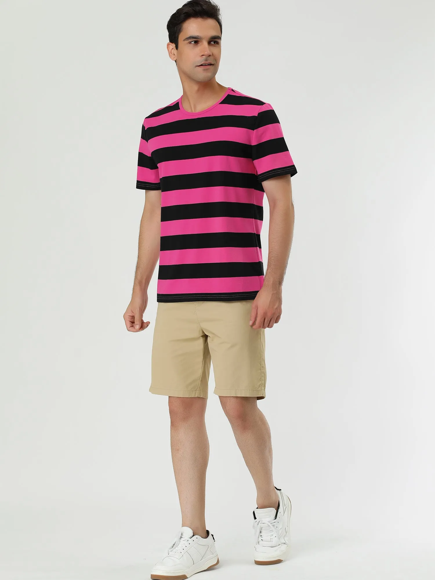 Chic Striped Crewneck Short Sleeve Summer T-Shirts