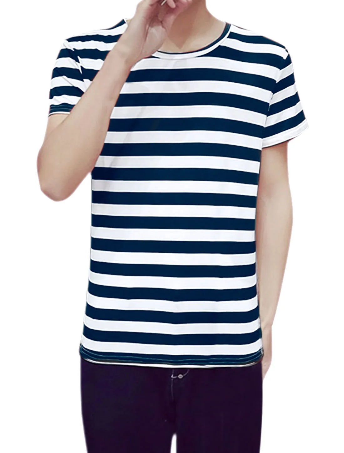 Chic Striped Crewneck Short Sleeve Summer T-Shirts