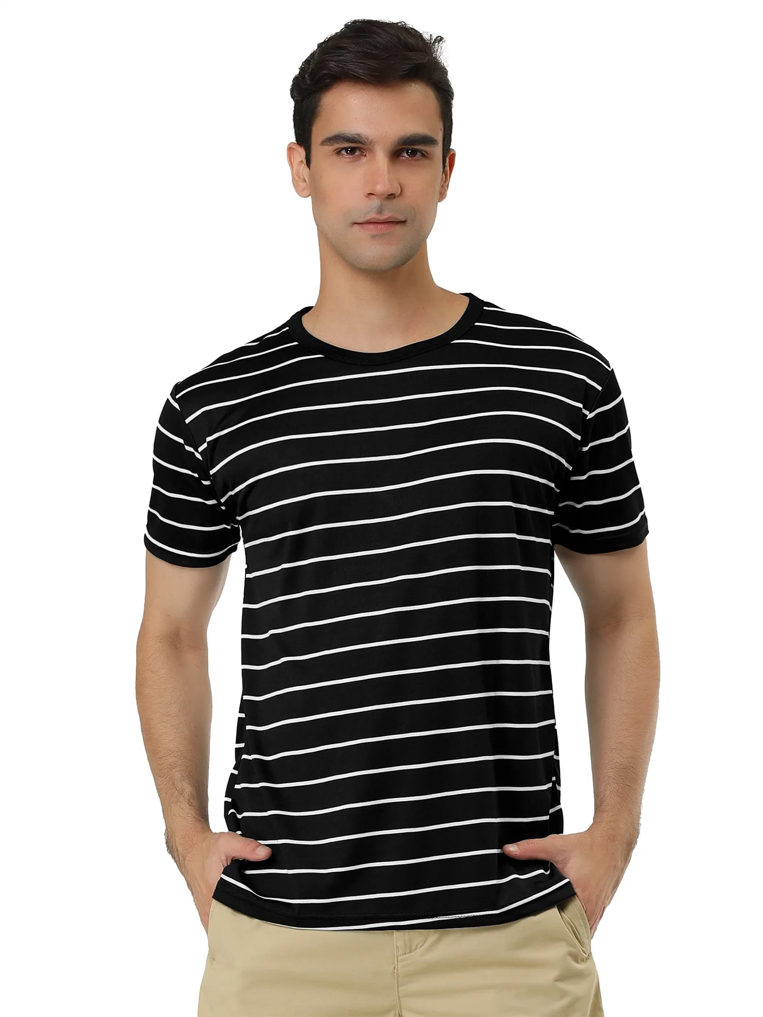 Chic Striped Crewneck Short Sleeve Summer T-Shirts