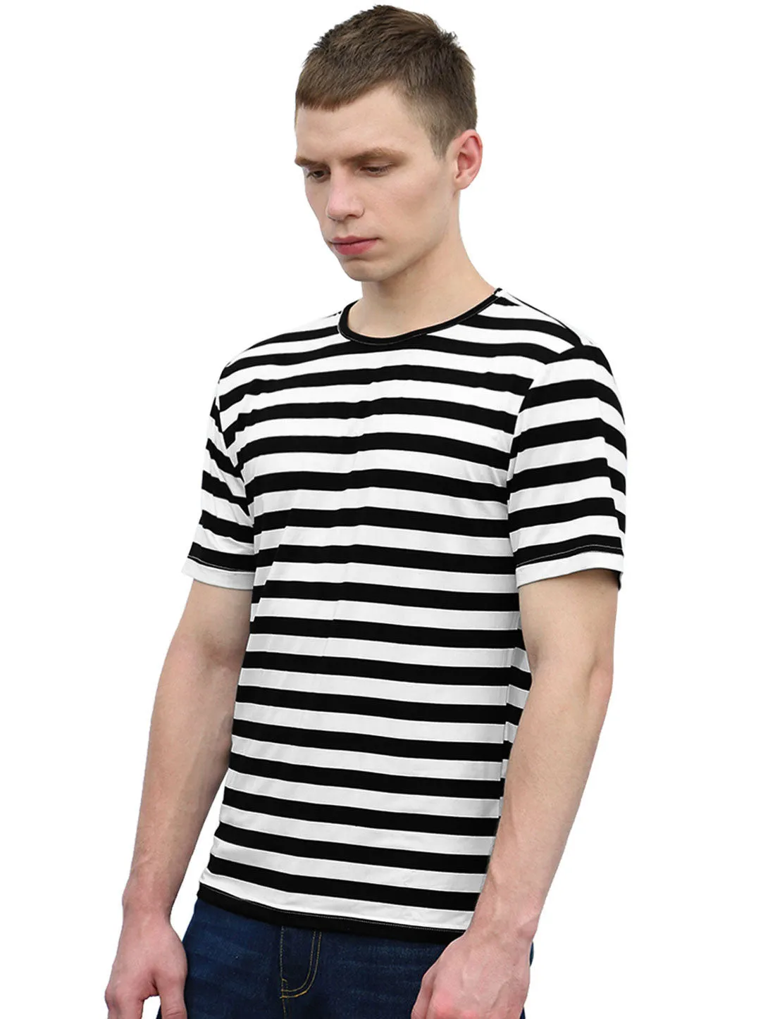 Chic Striped Crewneck Short Sleeve Summer T-Shirts
