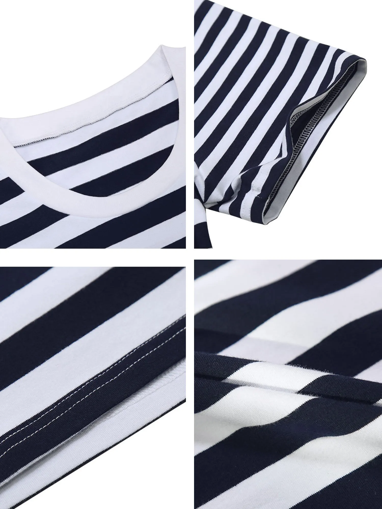 Chic Striped Crewneck Short Sleeve Summer T-Shirts