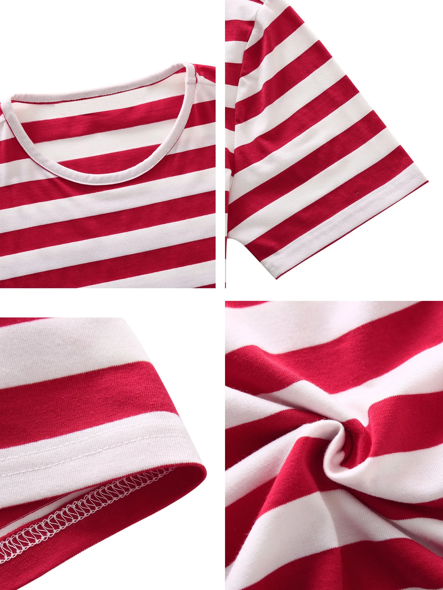 Chic Striped Crewneck Short Sleeve Summer T-Shirts