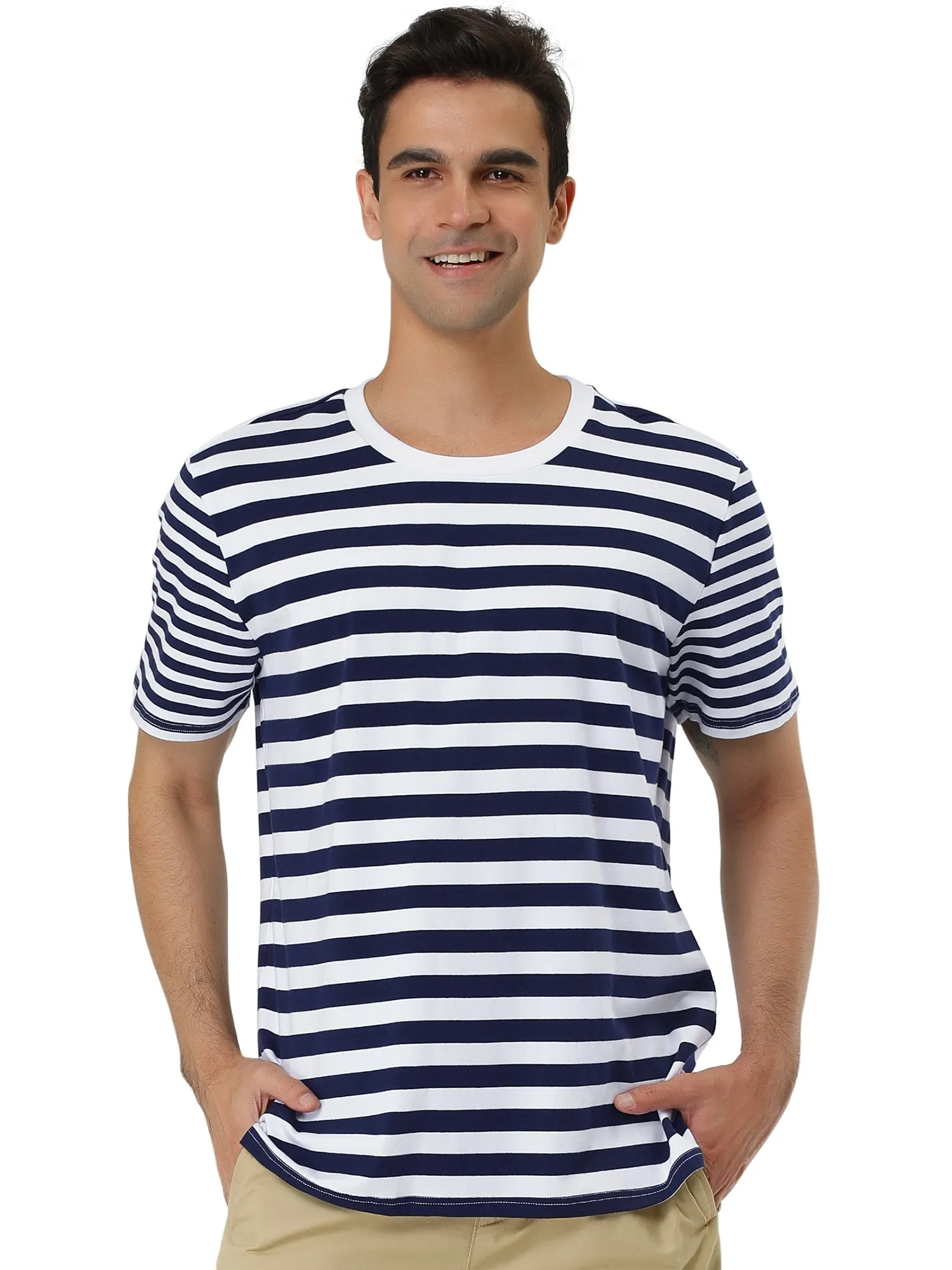 Chic Striped Crewneck Short Sleeve Summer T-Shirts