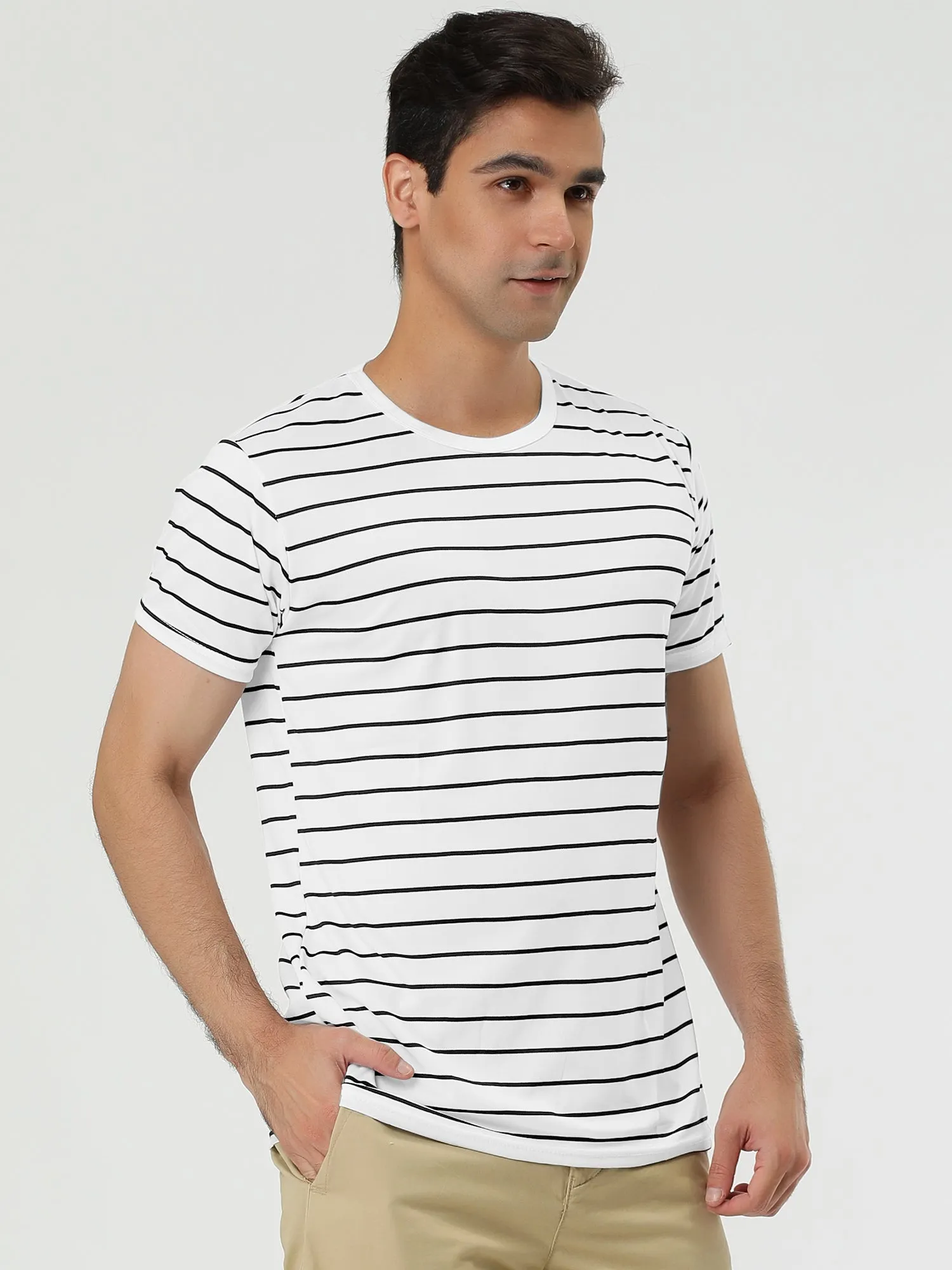 Chic Striped Crewneck Short Sleeve Summer T-Shirts