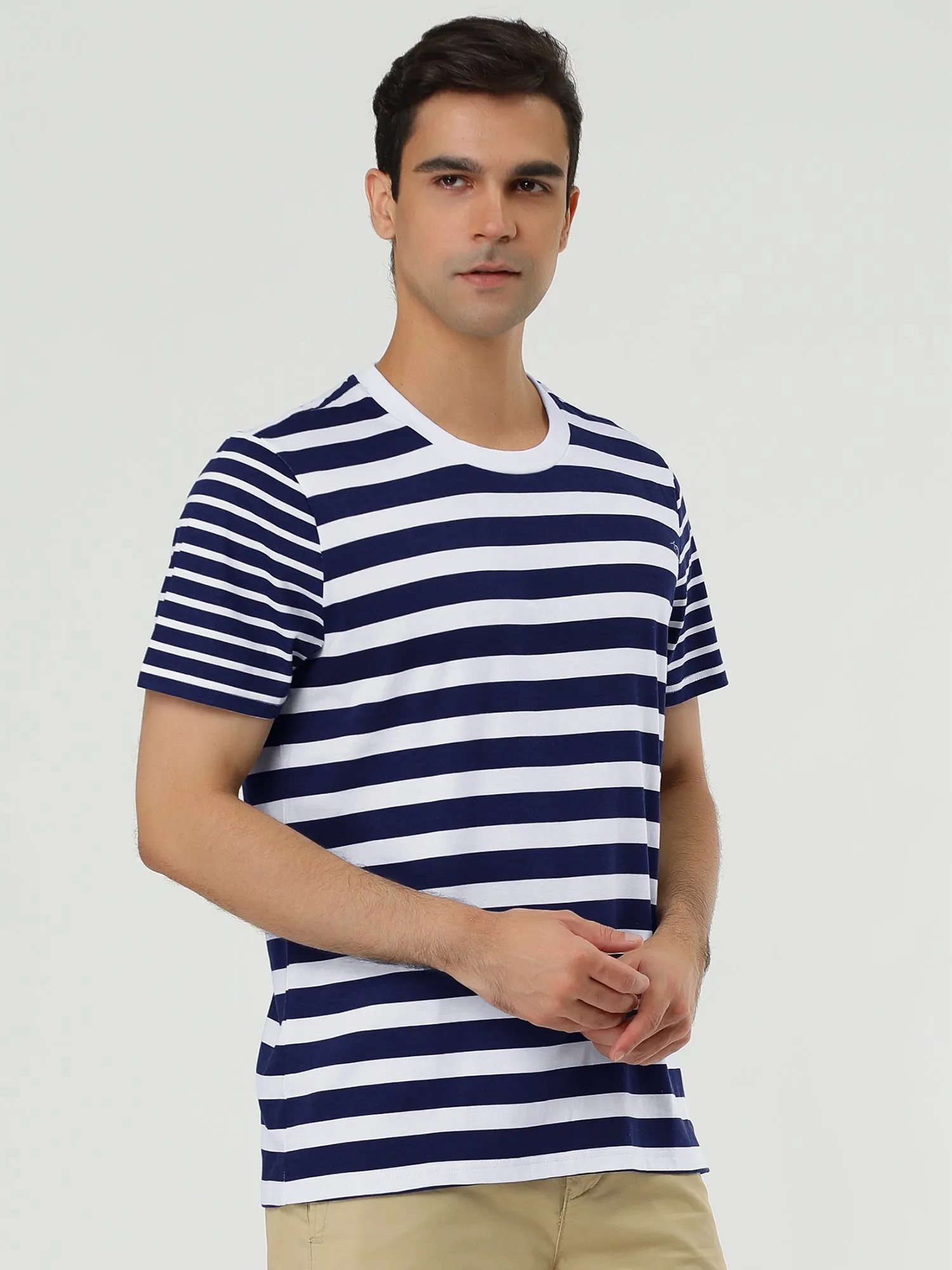 Chic Striped Crewneck Short Sleeve Summer T-Shirts