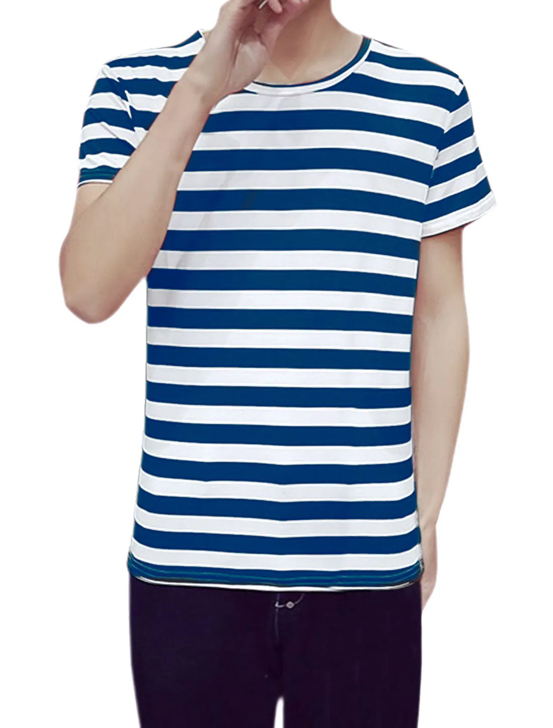 Chic Striped Crewneck Short Sleeve Summer T-Shirts