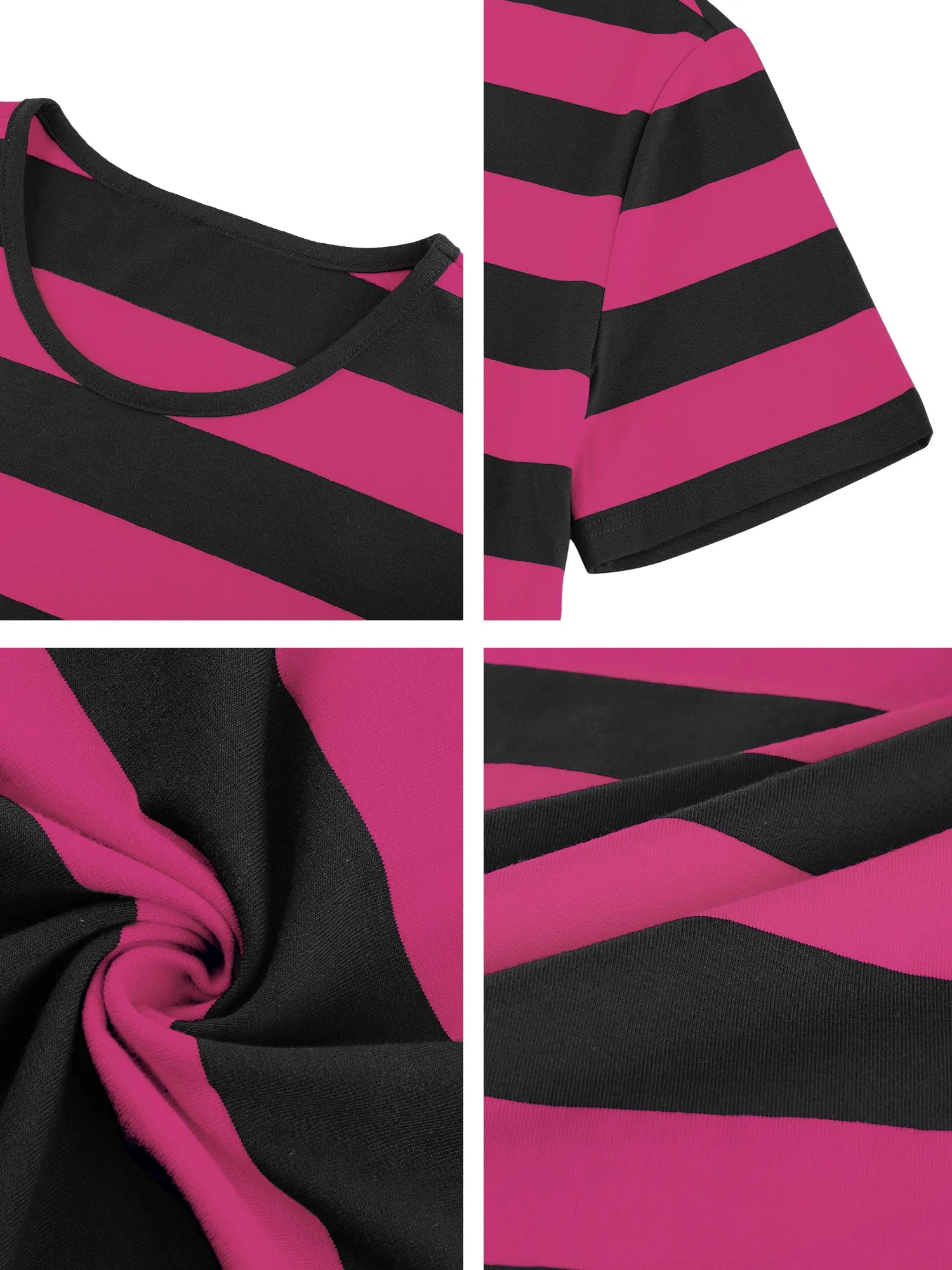 Chic Striped Crewneck Short Sleeve Summer T-Shirts