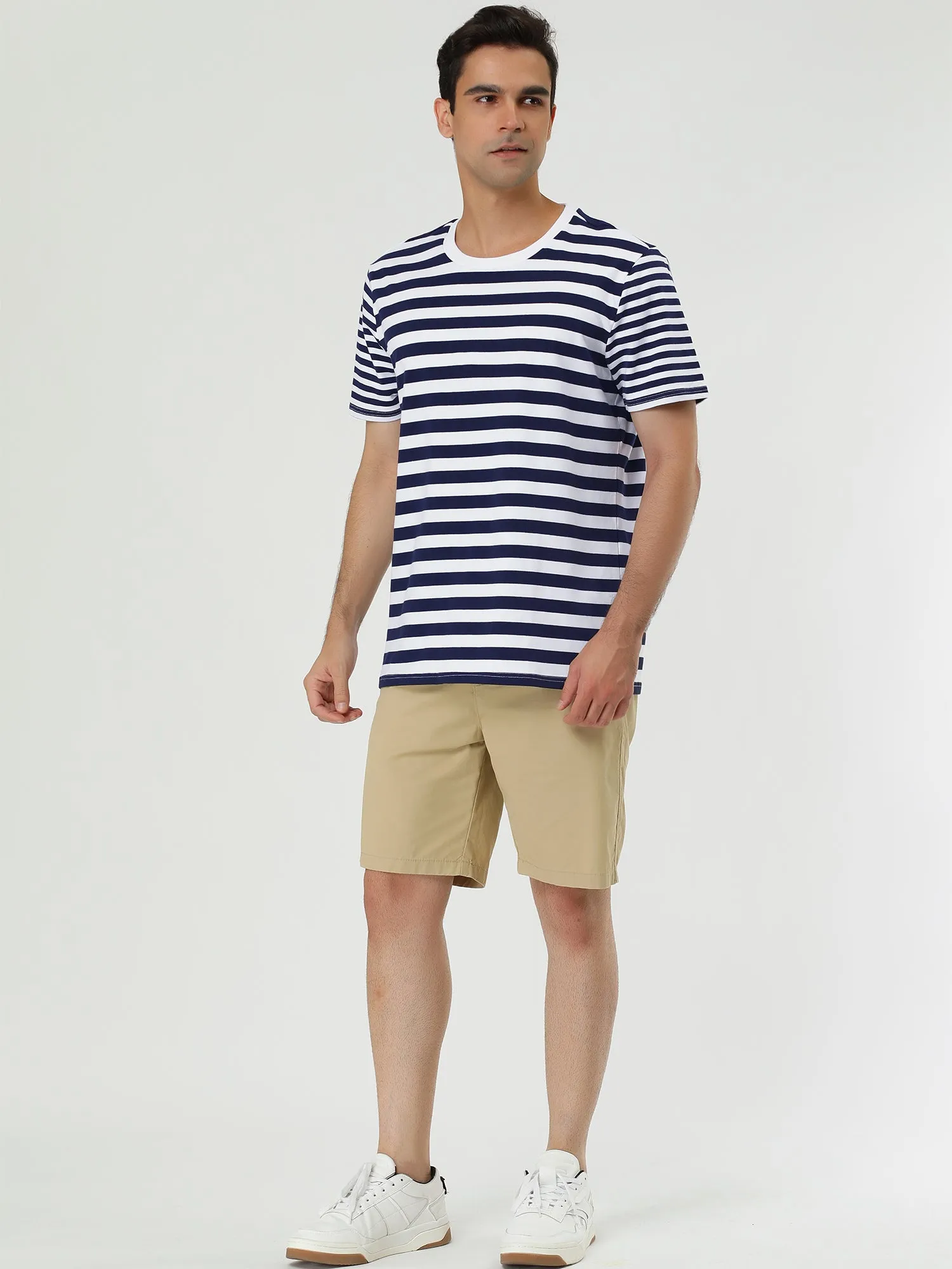 Chic Striped Crewneck Short Sleeve Summer T-Shirts